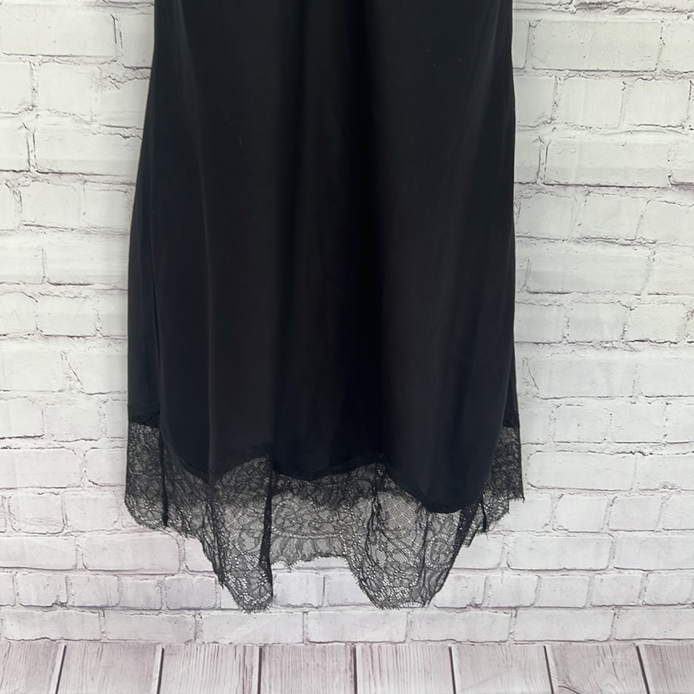 Victoria’s Secret black satin lace trim lingerie gown size small P - Picture 3 of 8